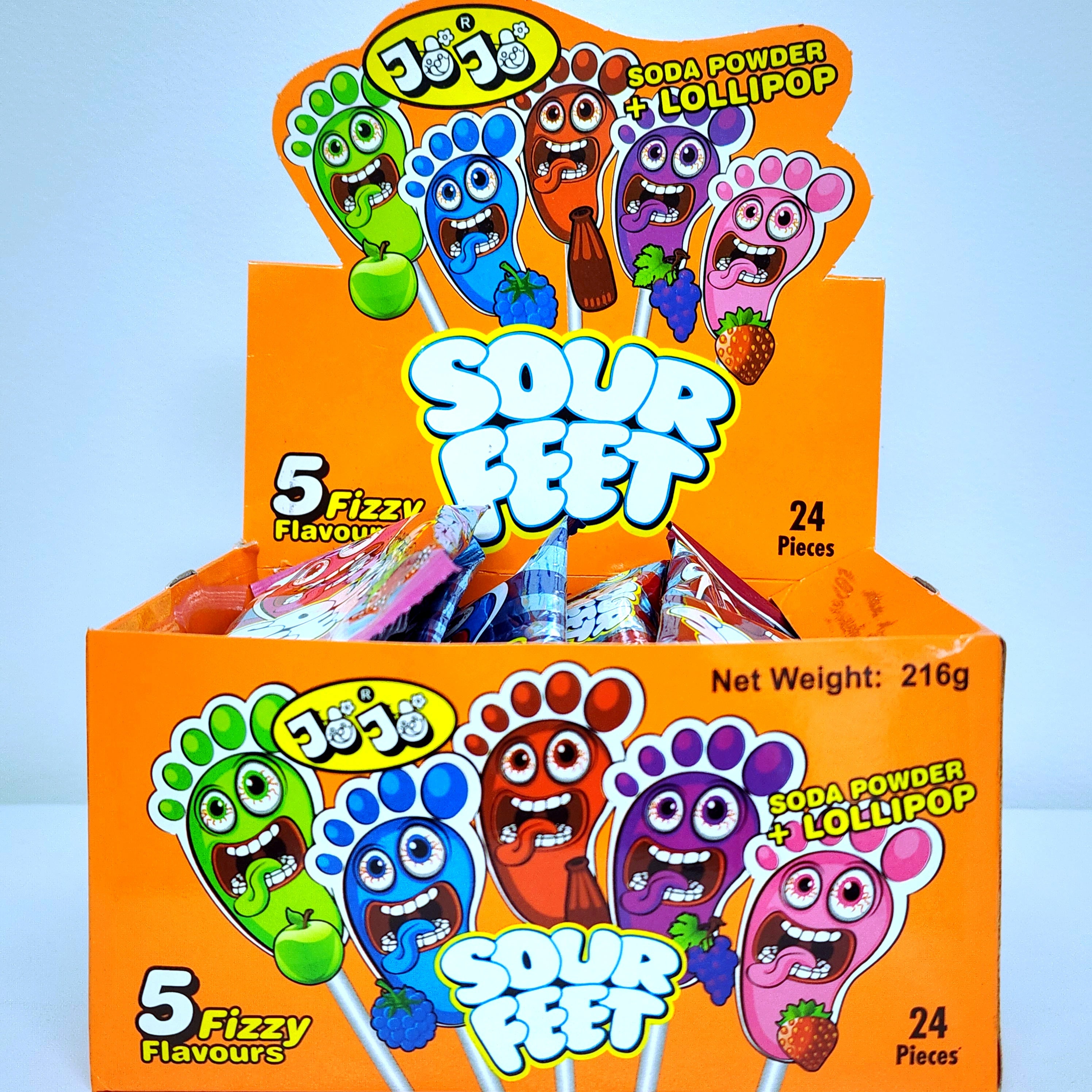 JoJo's Sour Feet Lollipop + Dipping Powder - Pik n Mix Lollies NZ